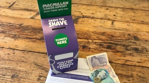 Macmillan fundraising paper box